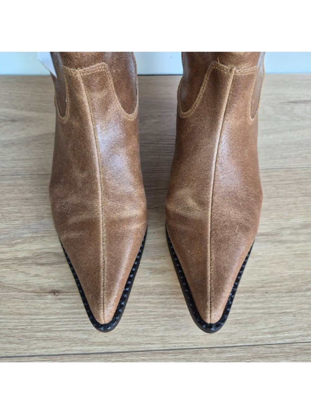 Michael Kors Noemie Bootie Distressed Leather Western Ankle Boots Womens 7.5M - Picture 7 of 10